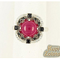 Серебряное кольцо с рубиновым агатом и черной шпинелью