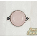 Серебряное кольцо с розовым кварцем и черной шпинелью